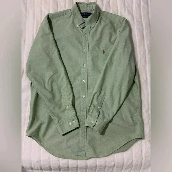 Men’s Ralph Lauren Long Sleeve Button Down Shirt Size 16 34/35 Green EUC - Picture 1 of 7